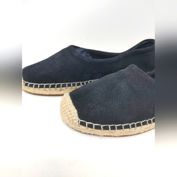 Eileen Fisher Black Suede Espadrille with Back Pull Tab Size 8 - Picture 3 of 10